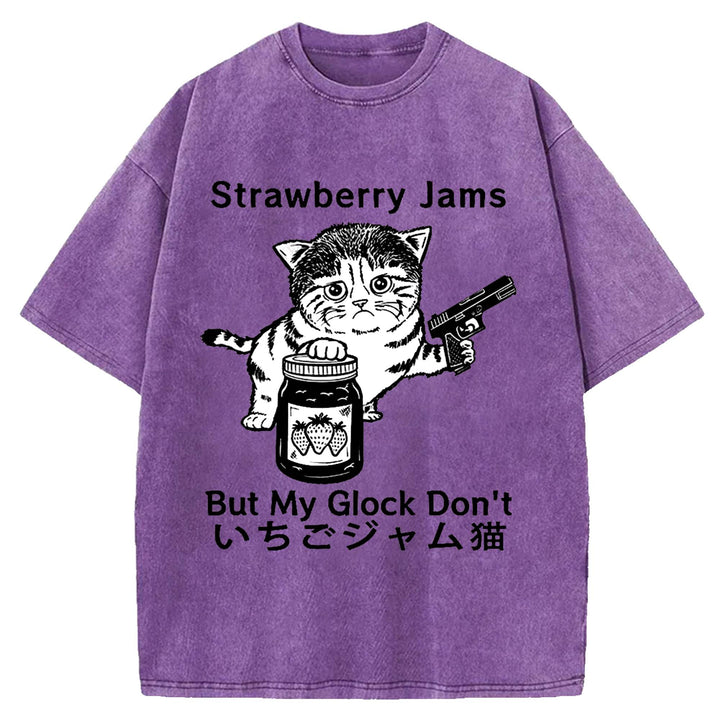 Strawberry Jams But My Glock Don't Washed Crew Neck T-shirt