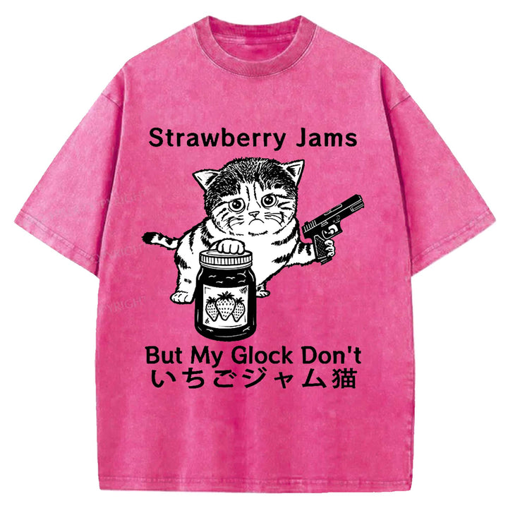 Strawberry Jams But My Glock Don't Washed Crew Neck T-shirt