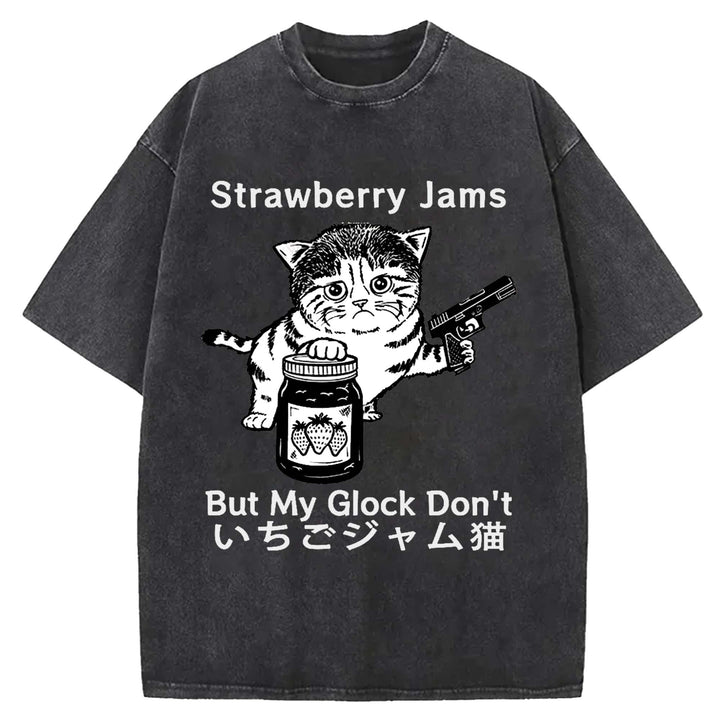 Strawberry Jams But My Glock Don't Washed Crew Neck T-shirt