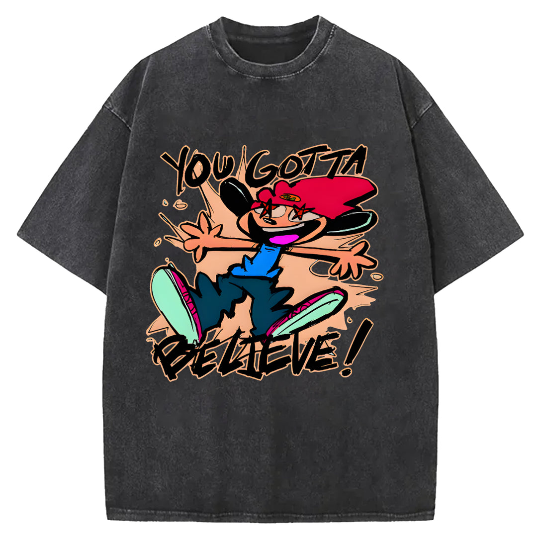 Parappa The Rapper Vintage Design Washed Crew Neck T-Shirt