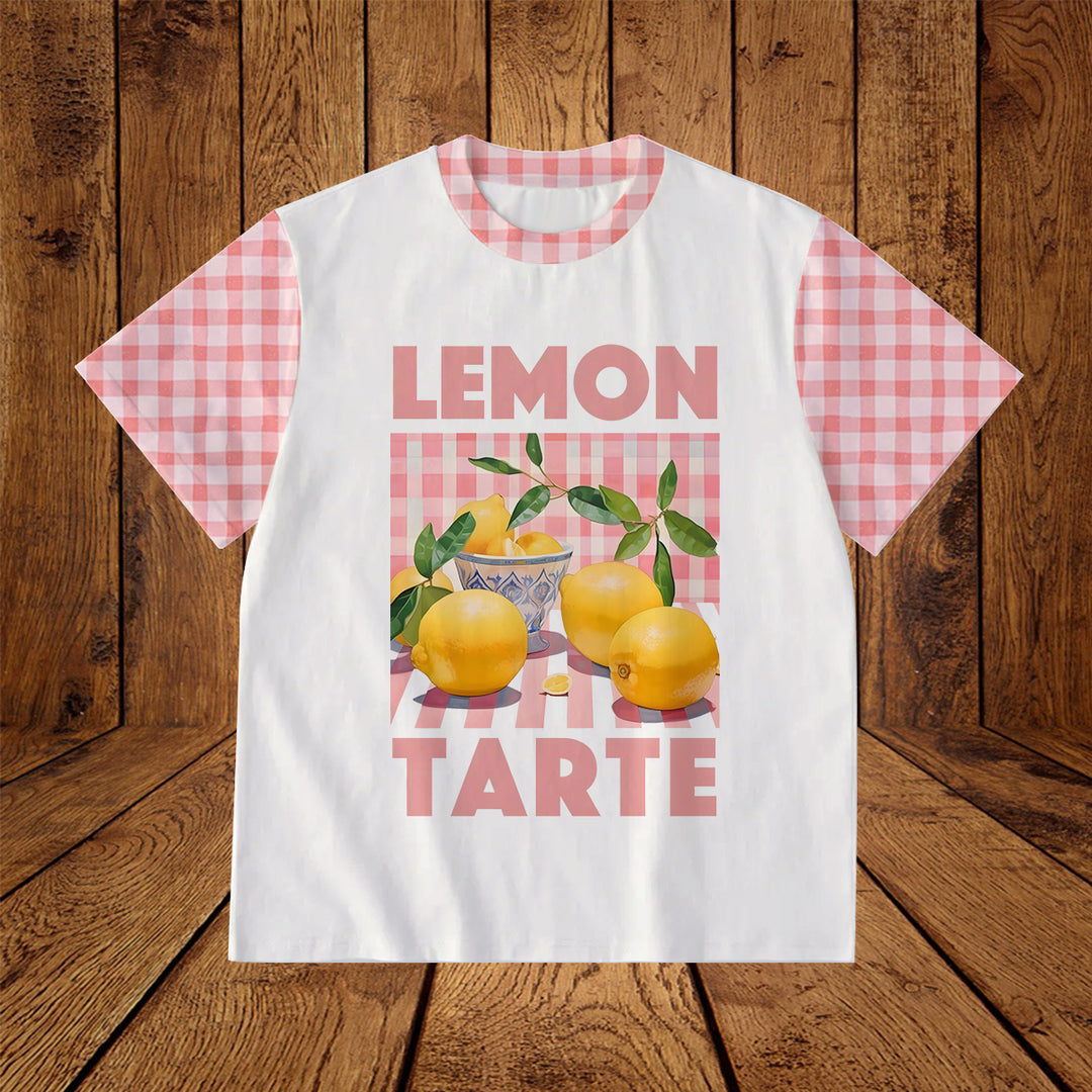 Vintage Lemon Tarte Design Print Crew Neck T-shirt