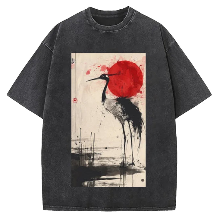 Nihon Tsuru Washed Crew Neck T-Shirt