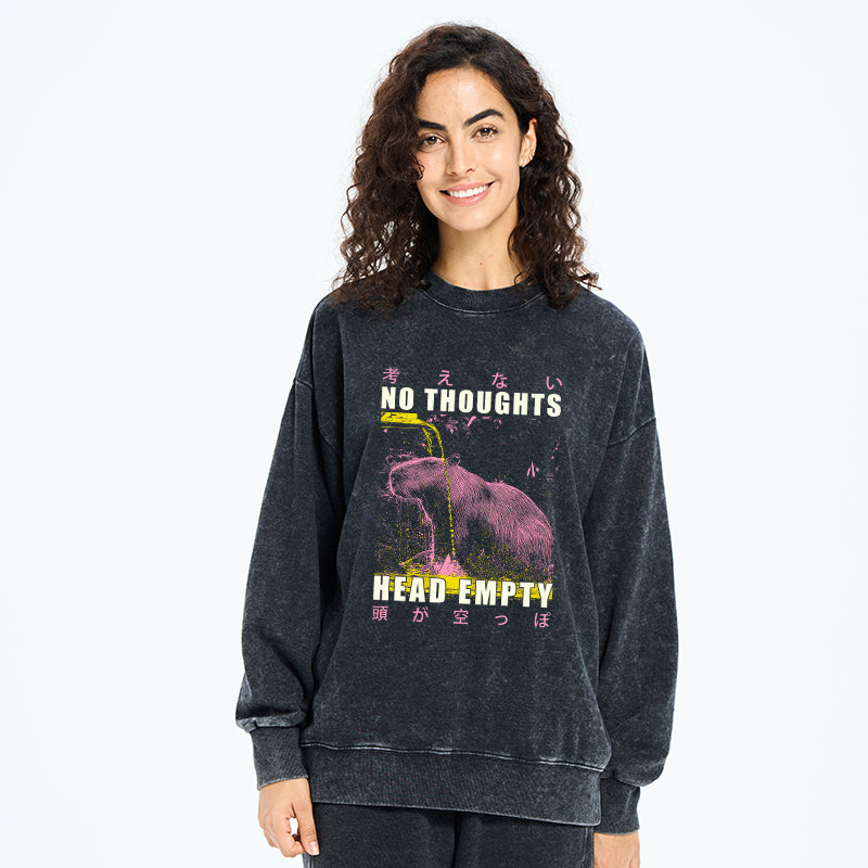 No Thoughts Head Empty Washed Sweatshirt