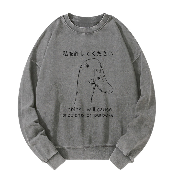 Stupid Goose Funny Washed Sweatshirt
