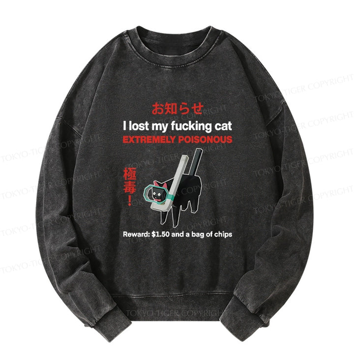 Find The Toxic Cat Funny Washed Sweatshirt