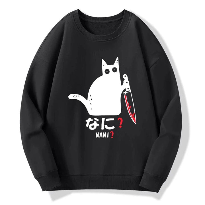 A Puzzled Cat Holding A Knife Sweatshirt
