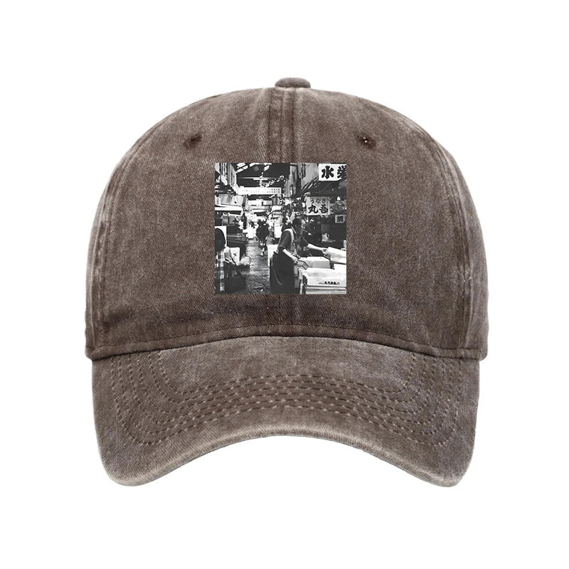 Tsukiji Fish Market Photo Washed Cap