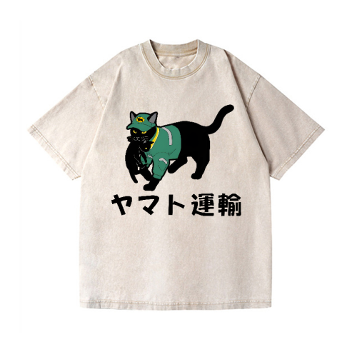 Yamato Cat Vintage Wash Crew Neck T-shirt