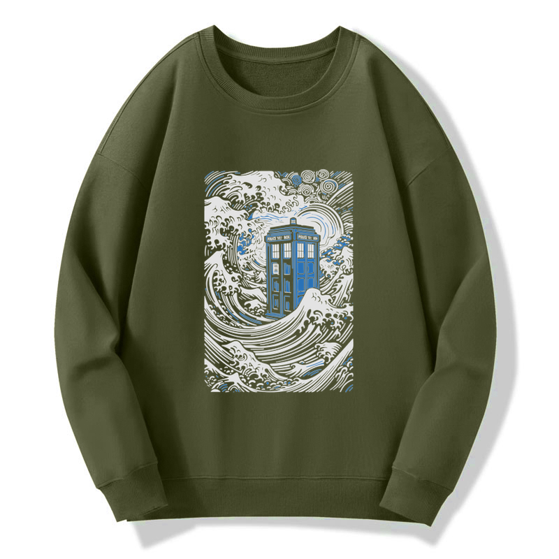 The Great Wave Off Tardis Sweatshirt