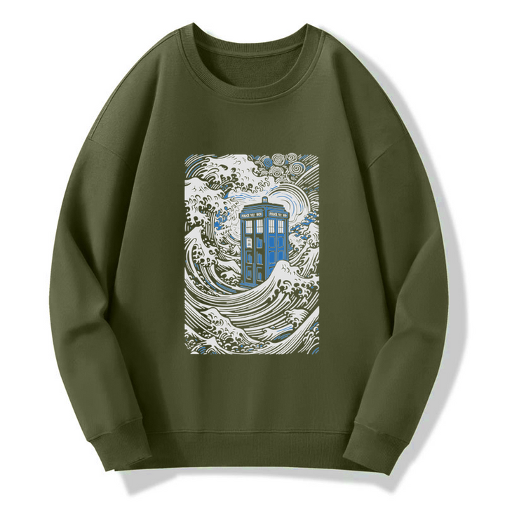 The Great Wave Off Tardis Sweatshirt