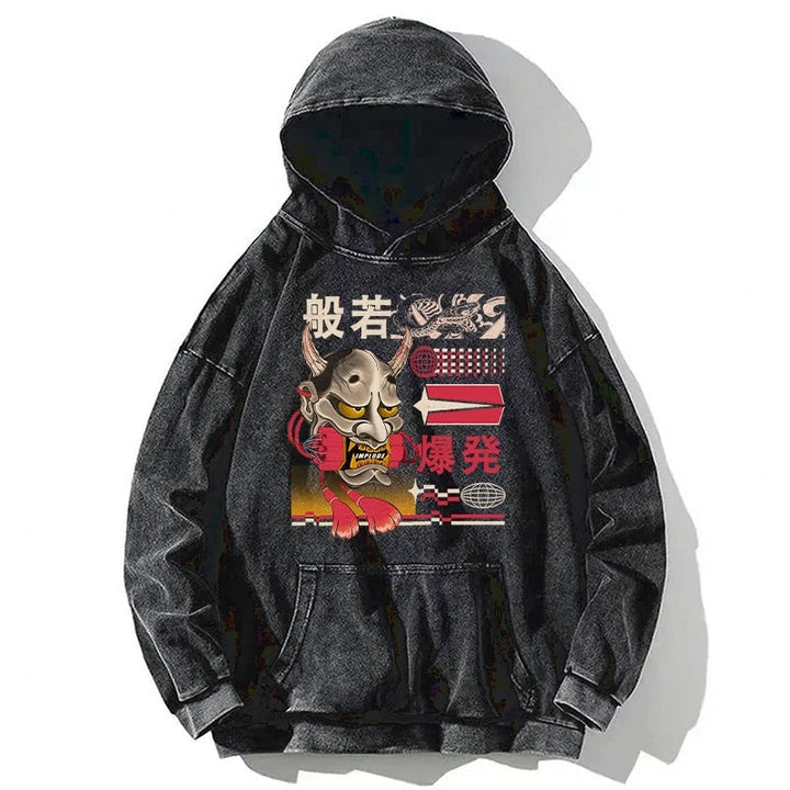 Hannya Mask Japanese Washed Hoodie
