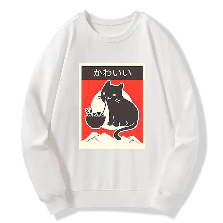 "Kawaii" Vintage Style Japenese Ramen Cat Sweatshirt
