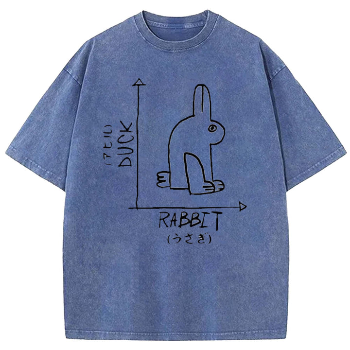 Funny Science Nerd Duck Rabbit Washed Crew Neck T-shirt