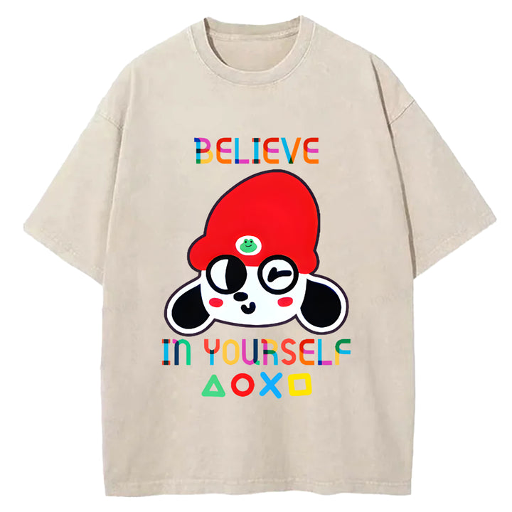 Parappa The Rapper Vintage Design Washed Crew Neck T-Shirt
