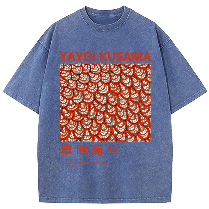 Yayoi Kusama Vintage Design Washed Crew Neck T-Shirt