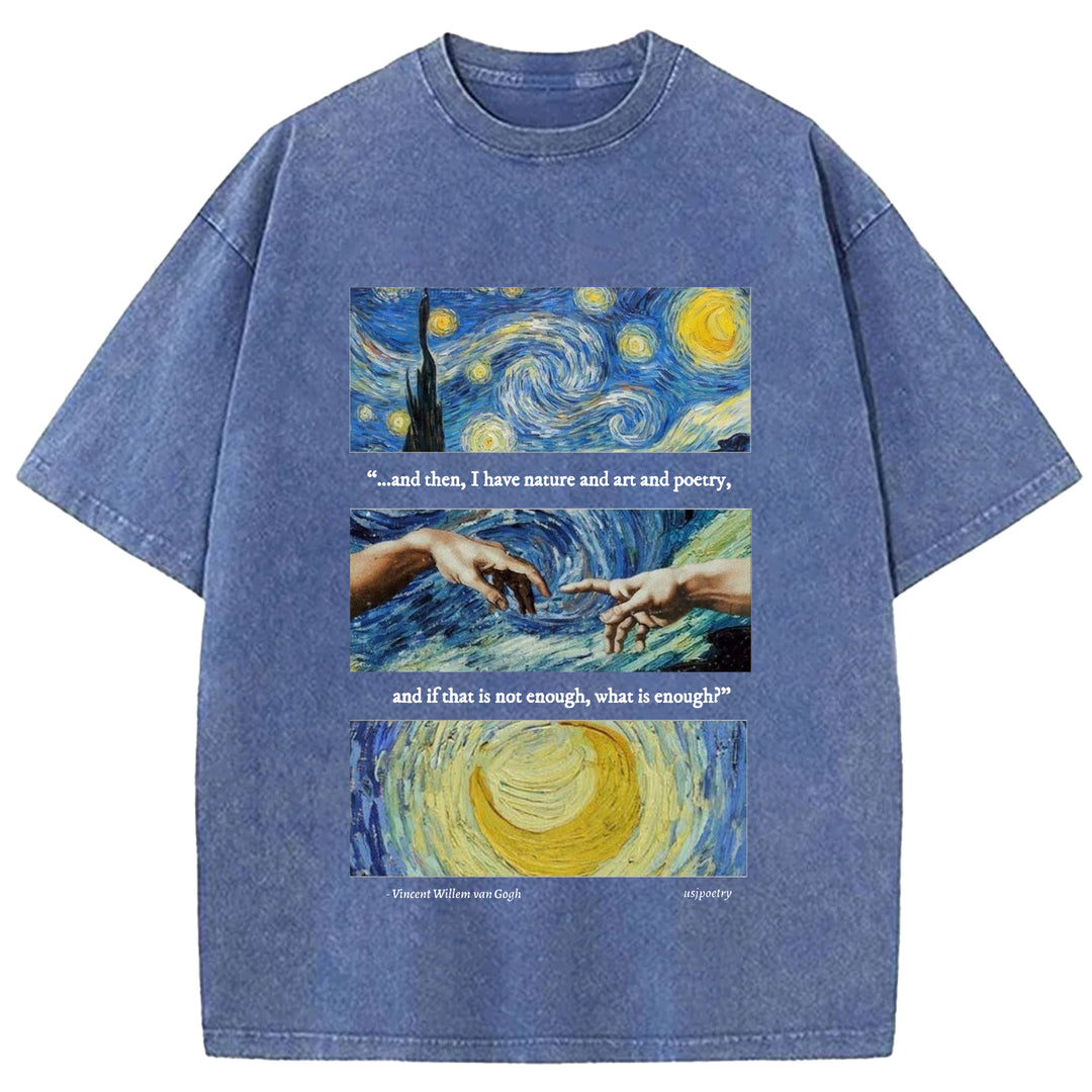 Van Gogh Art Washed Crew Neck T-Shirt