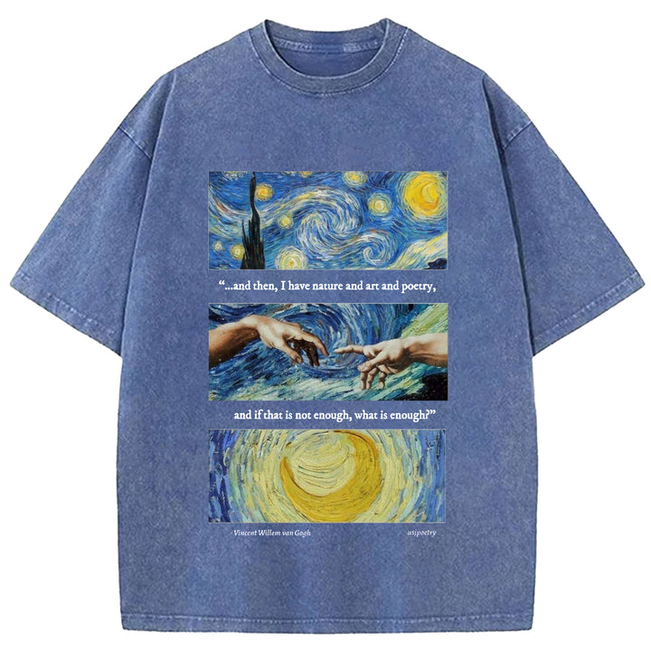 Van Gogh Art Washed Crew Neck T-Shirt