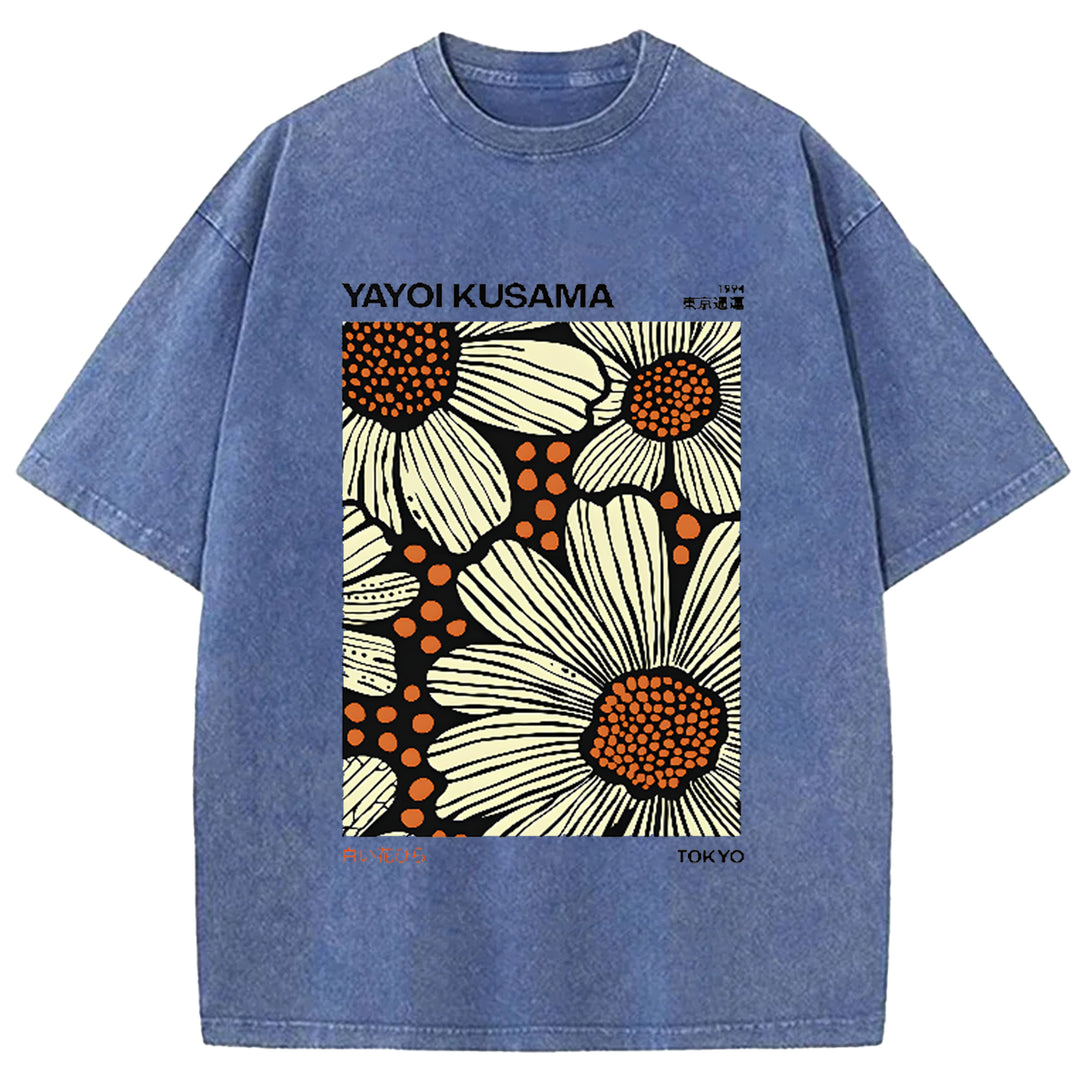 Yayoi Kusama Vintage Japanese Design Washed Crew Neck T-Shirt