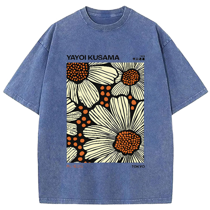 Yayoi Kusama Vintage Japanese Design Washed Crew Neck T-Shirt