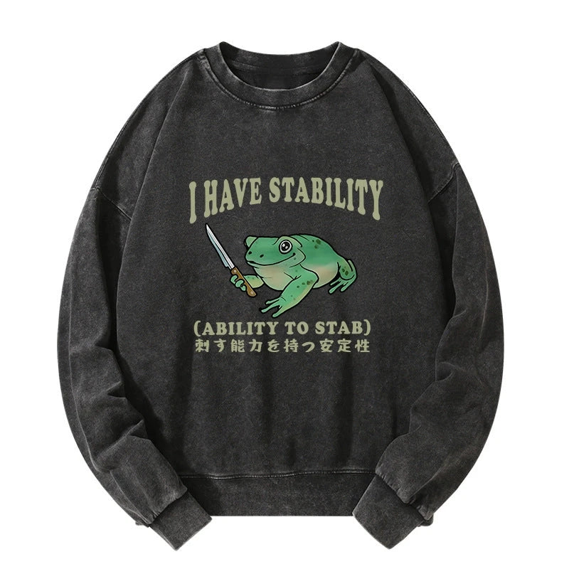 Mentally Stable Assassin Frog Washed Sweatshirt