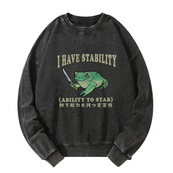 Mentally Stable Assassin Frog Washed Sweatshirt