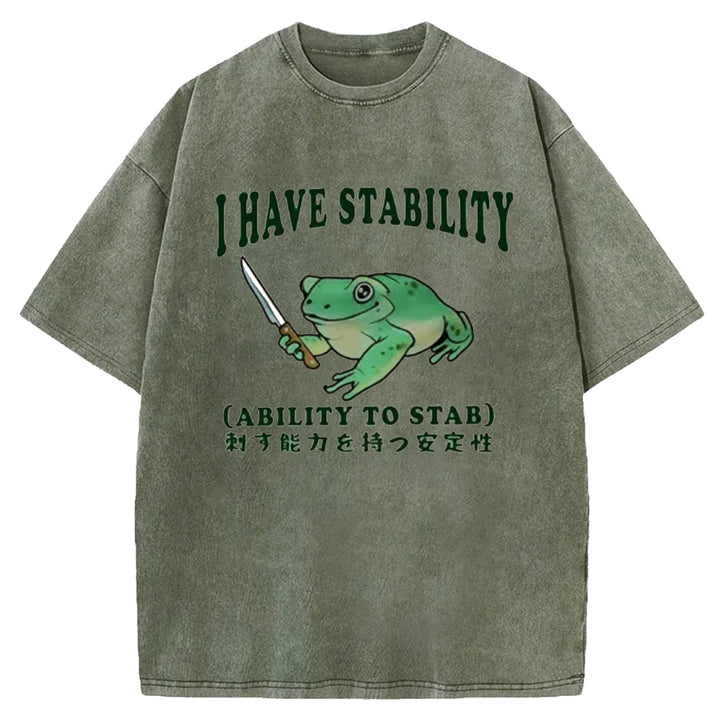 I HAVE STABILITY Washed Crew Neck T-shirt