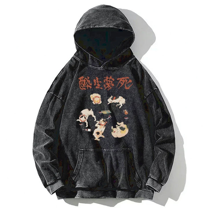 Drunken Cats Washed Hoodie
