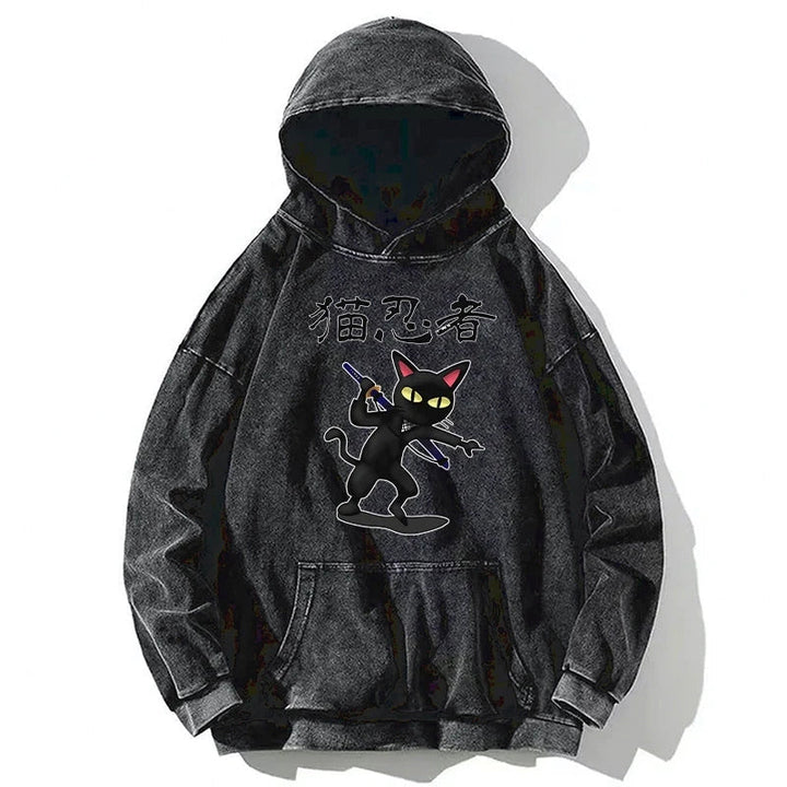 Ninja Cat Washed Hoodie