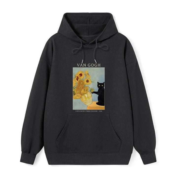 Black Cat With Sunflowers Classic Hoodie