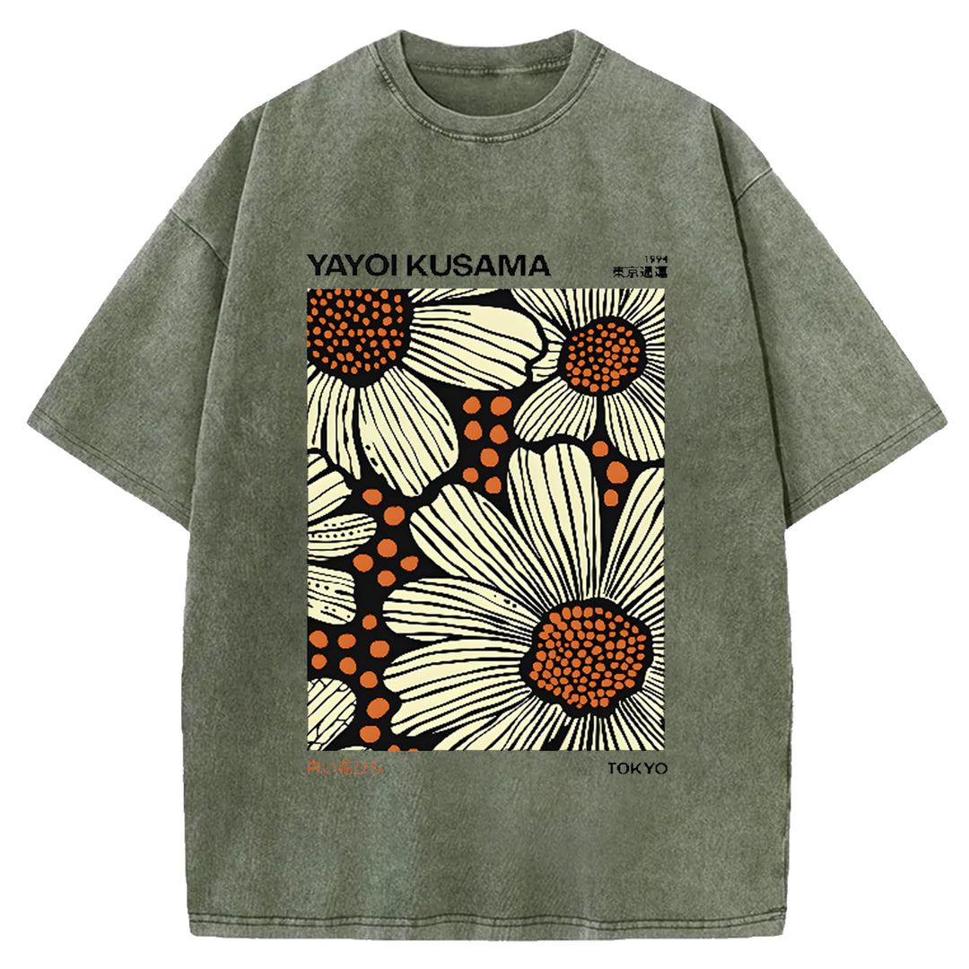 Yayoi Kusama Vintage Japanese Design Washed Crew Neck T-Shirt