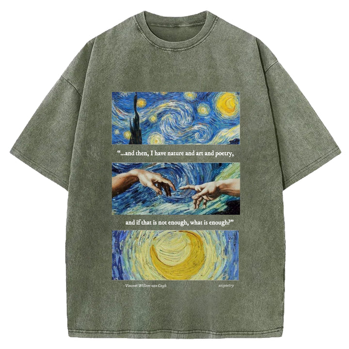 Van Gogh Art Washed Crew Neck T-Shirt