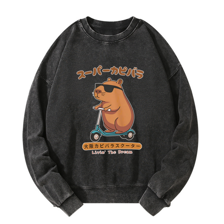 Osaka Capybara Scooter Washed Sweatshirt