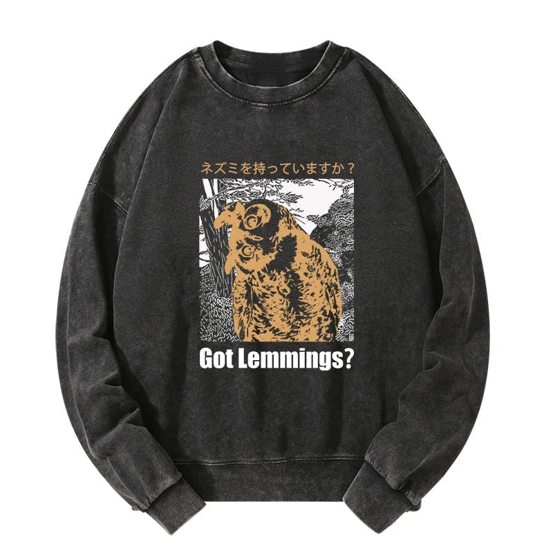 Do You Have Lemmings Japanese Washed Sweatshirt