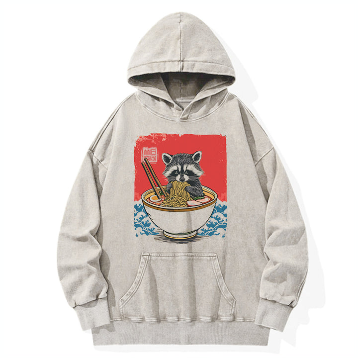 Ramen Lover Raccoon  Washed Hoodie
