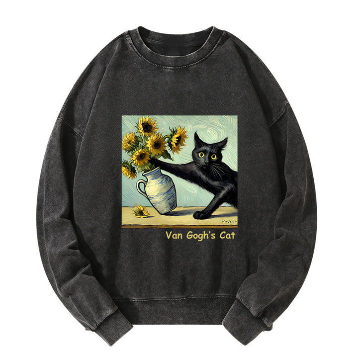 Van Gogh's Naughty Cat Washed Sweatshirt