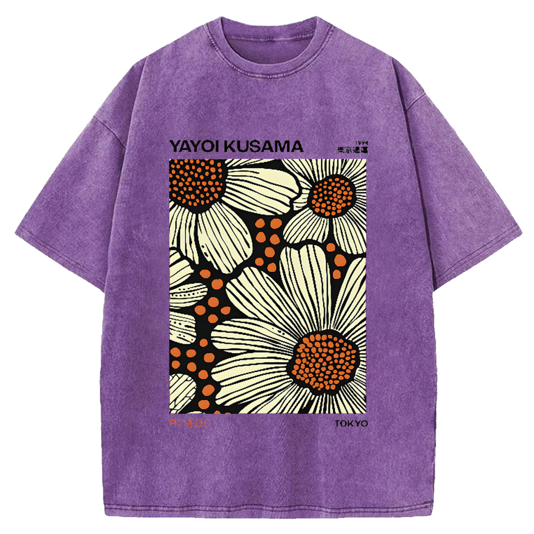 Yayoi Kusama Vintage Japanese Design Washed Crew Neck T-Shirt