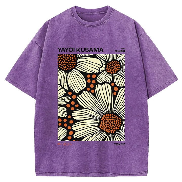 Yayoi Kusama Vintage Japanese Design Washed Crew Neck T-Shirt