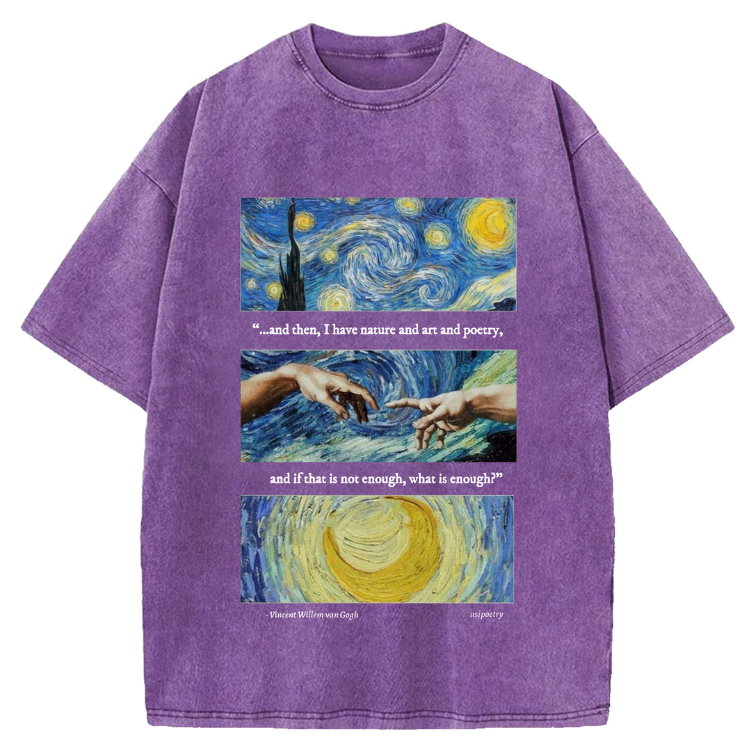 Van Gogh Art Washed Crew Neck T-Shirt