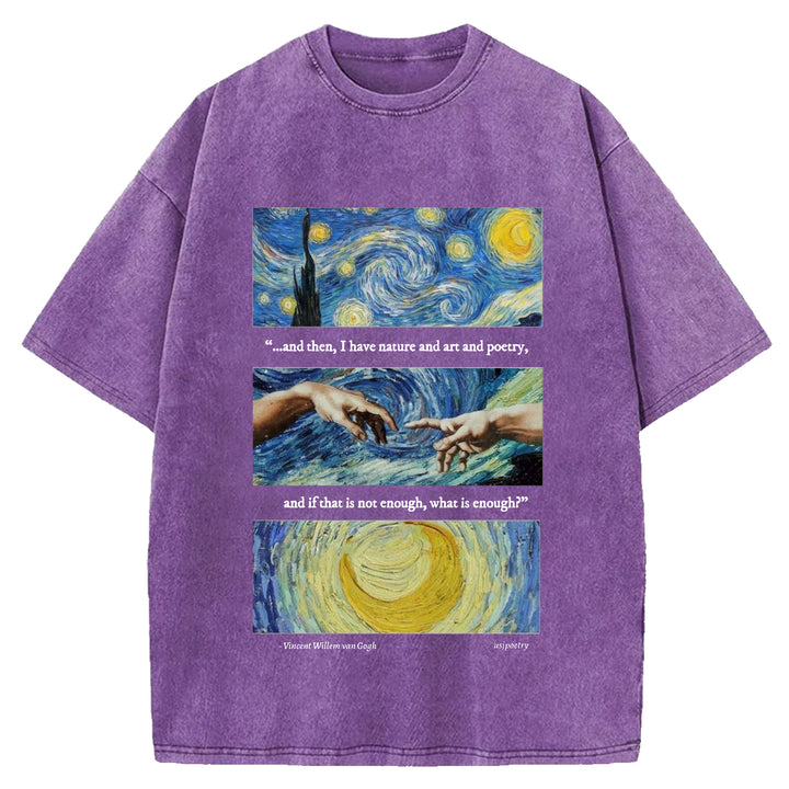 Van Gogh Art Washed Crew Neck T-Shirt