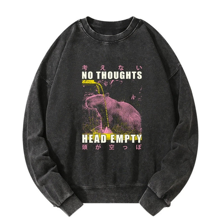 No Thoughts Head Empty Washed Sweatshirt