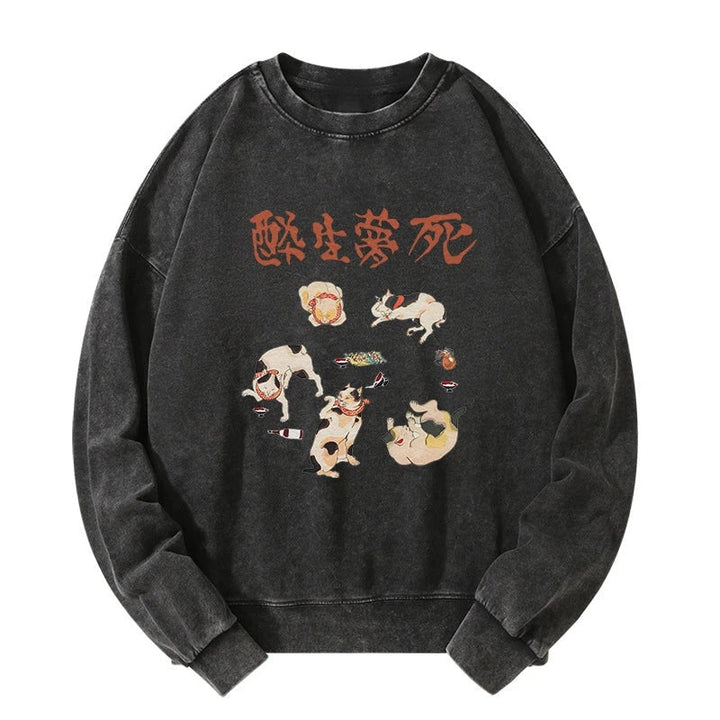 Drunken Cats Washed Sweatshirt