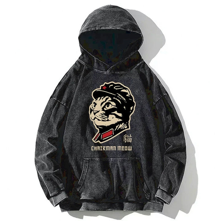 Chinese Spirit Cat Washed Hoodie