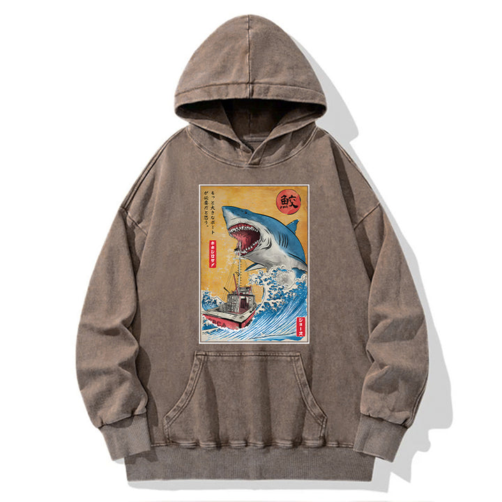 Ukiyoe Shark Japan Washed Hoodie