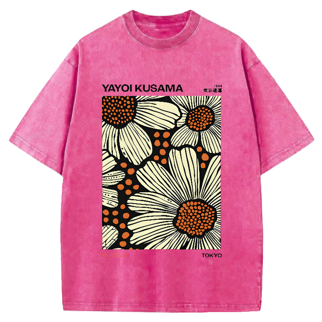 Yayoi Kusama Vintage Japanese Design Washed Crew Neck T-Shirt