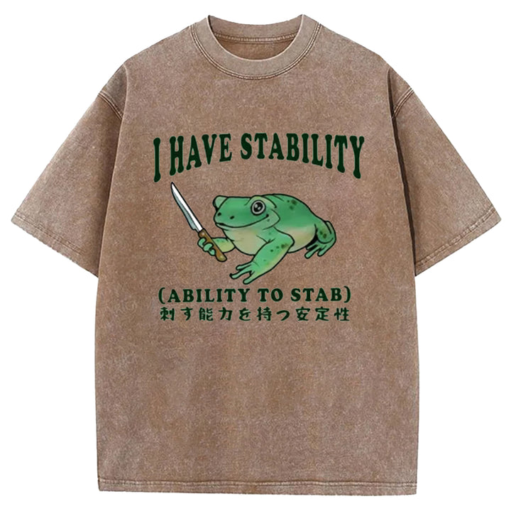 I HAVE STABILITY Washed Crew Neck T-shirt