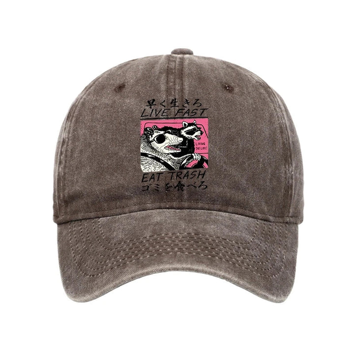 Live Fast Eat Trash Washed Cap