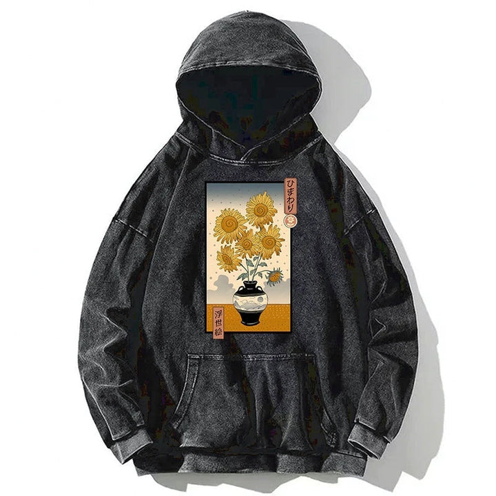 Sunflowers Ukiyo-e Washed Hoodie