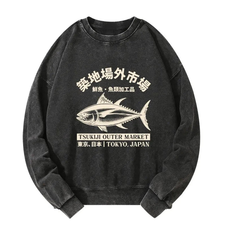 Japan Tsukiji Fish Market Washed Sweatshirt