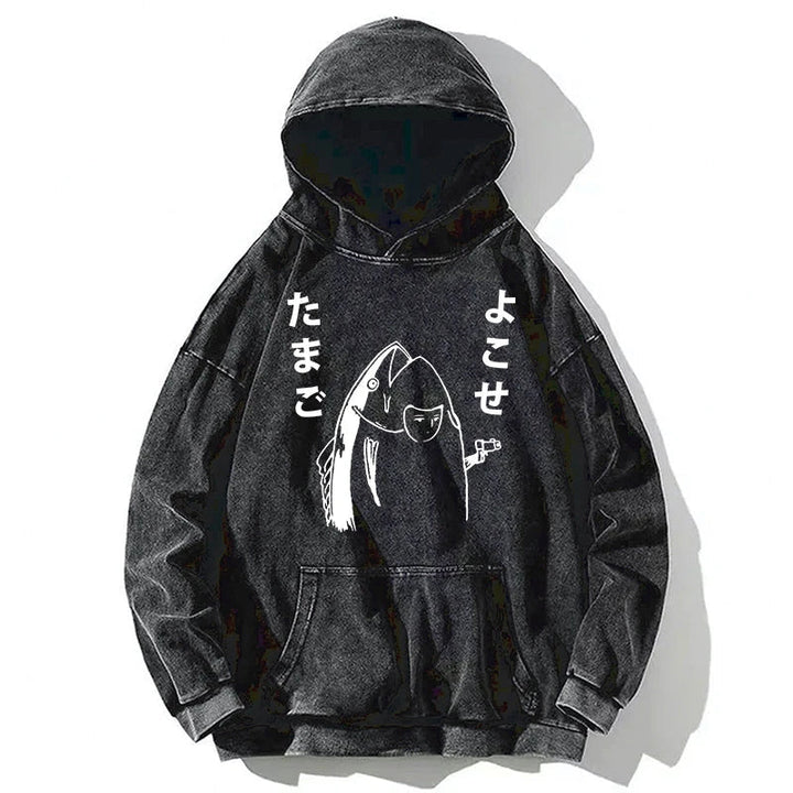 Give Me Egg Japanese Fish Washed Hoodie