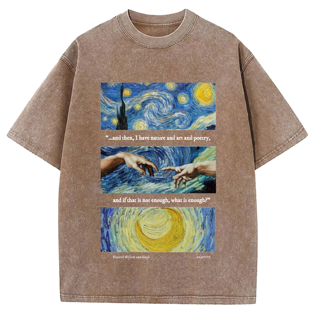 Van Gogh Art Washed Crew Neck T-Shirt